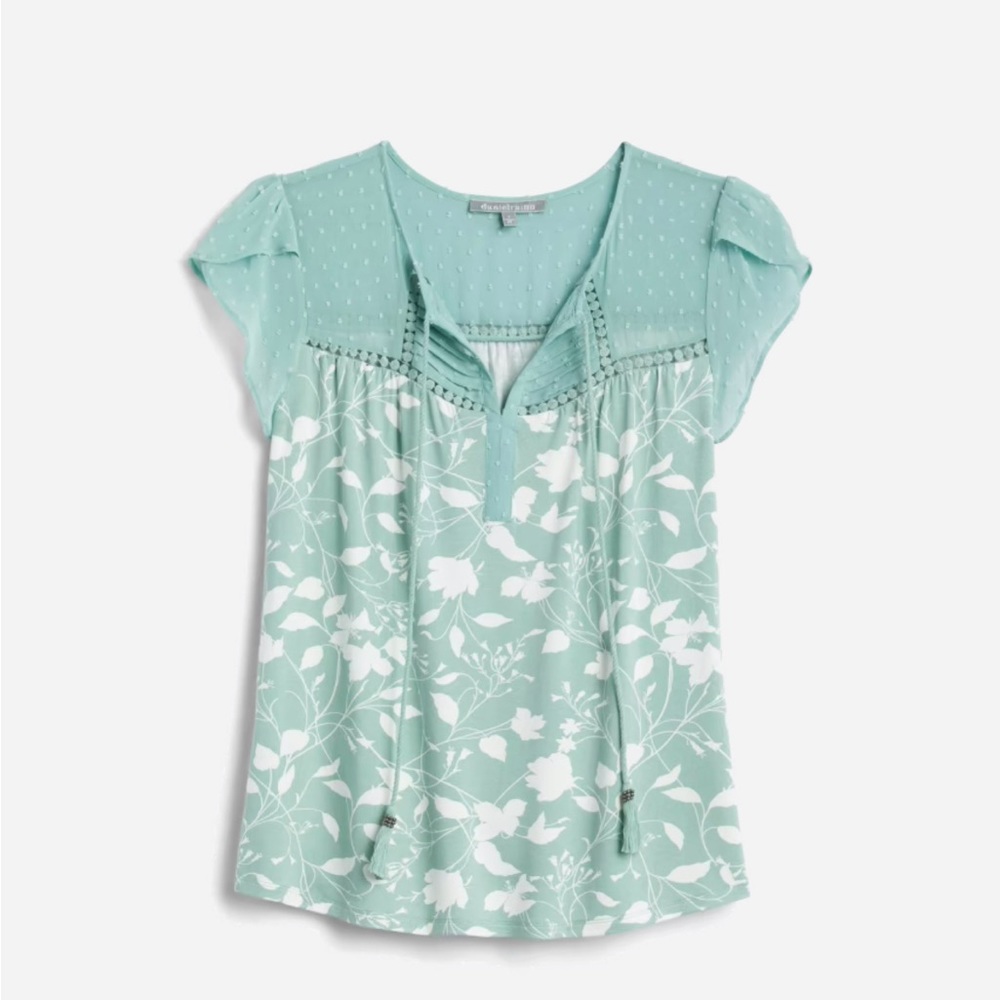 Turquoise flutter sleeve tassel knit too, XS NWT